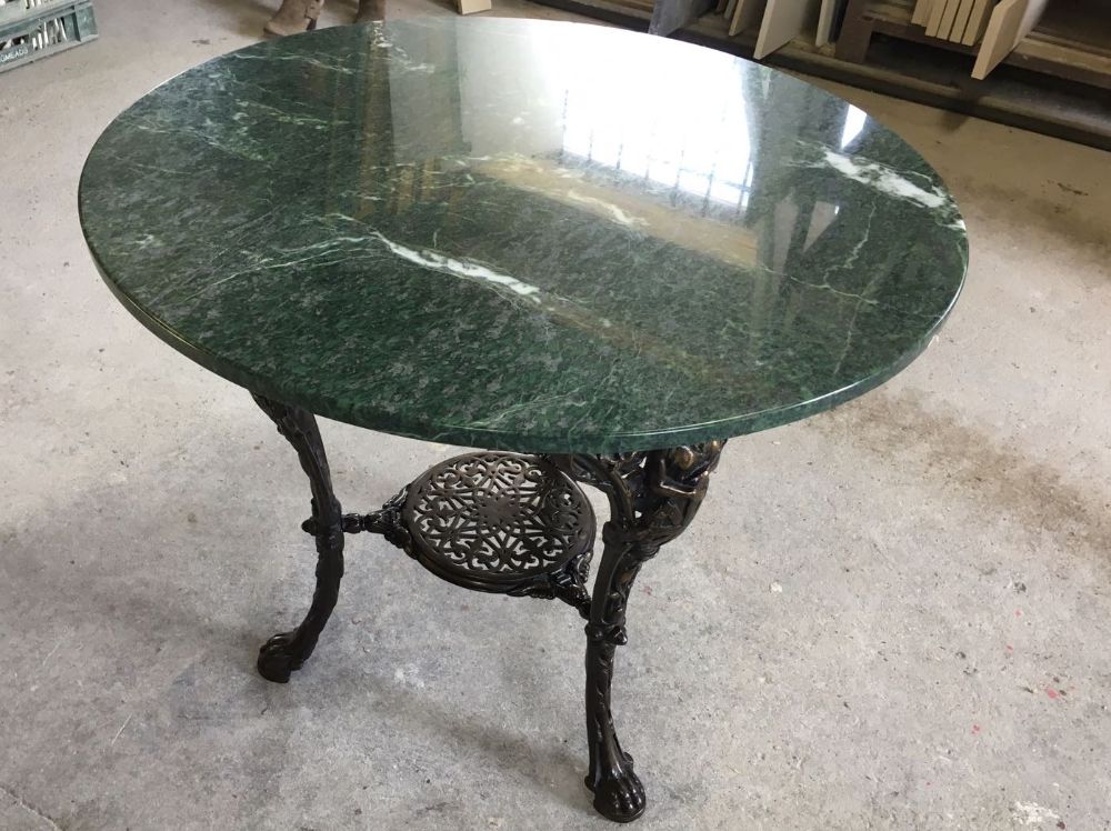 Cast Iron Base bought back to life with a Verde Marble top
